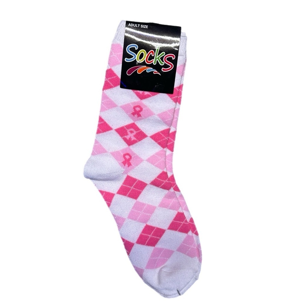 Breast Cancer Awareness Buffalo David Bitton Pink Argyle Crew Socks
